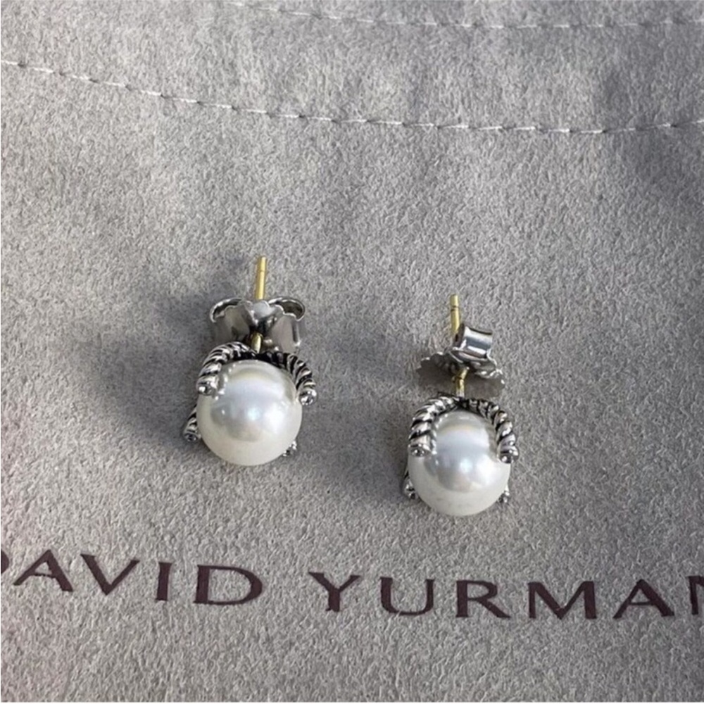 David Yurman Pearl Cable Stud Earrings - White Pearls